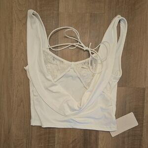 Musera White Crop Top with Lace Detail